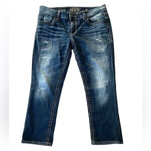 Buckle Black Mid Rise Distressed Straight Leg Jeans